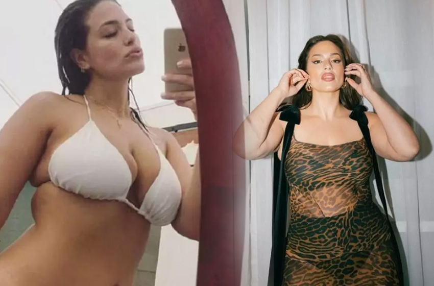 Büyük beden model Ashley Graham göğüslerini tül ile kapatmaya çalıştı