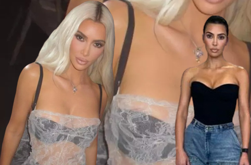 Kim Kardashian muhteşem sırt dekoltesini sergilerken neredeyse göğüsleri görünüyordu!